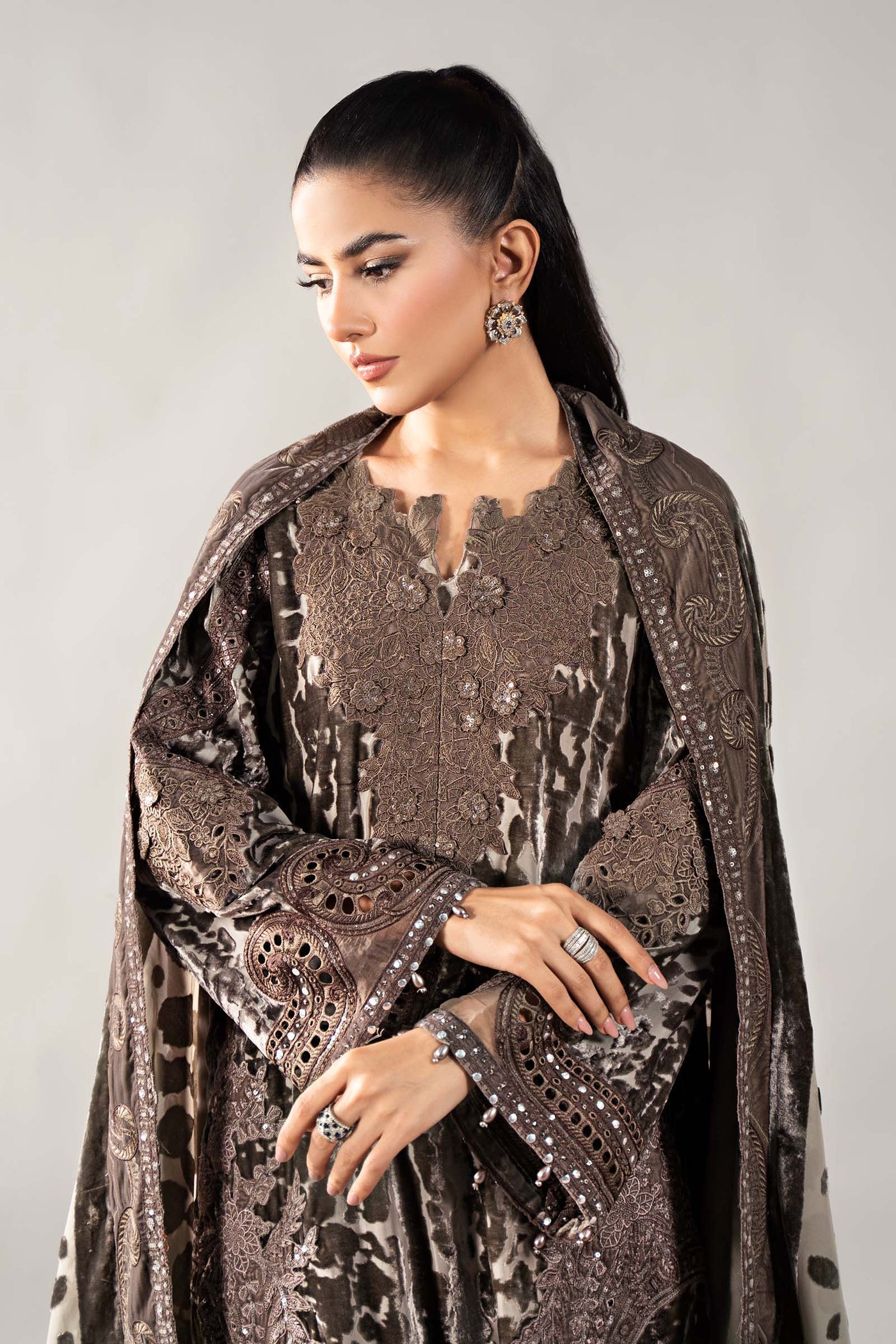 3 Piece Embroidered Palachi Suit | DLS-1201