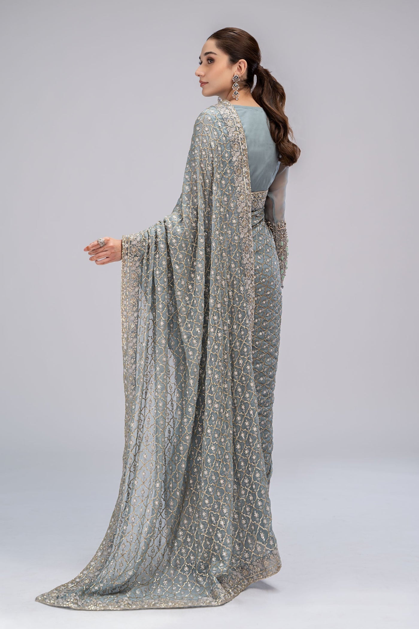 Saree Grey Blue BDS-2602