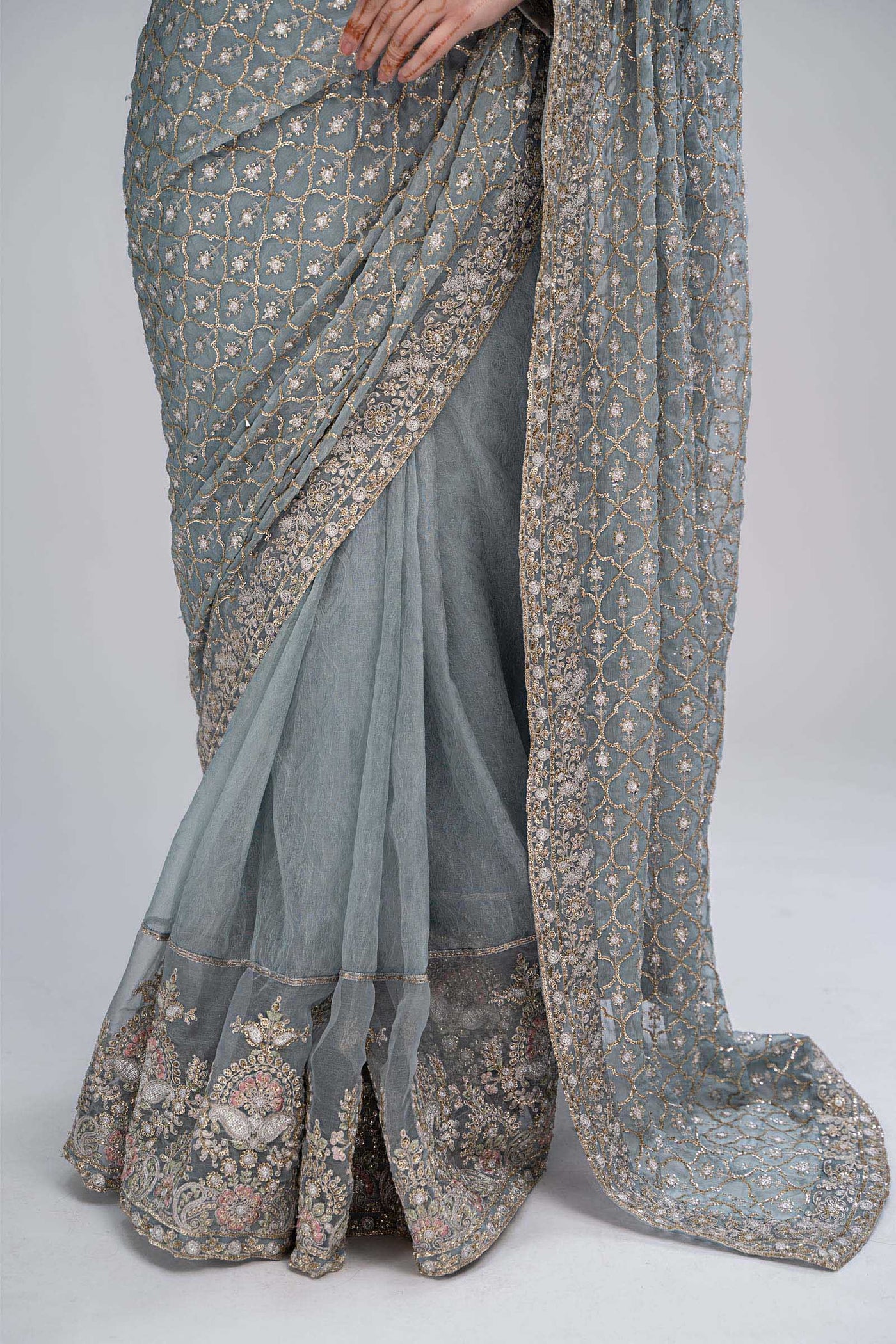 Saree Grey Blue BDS-2602