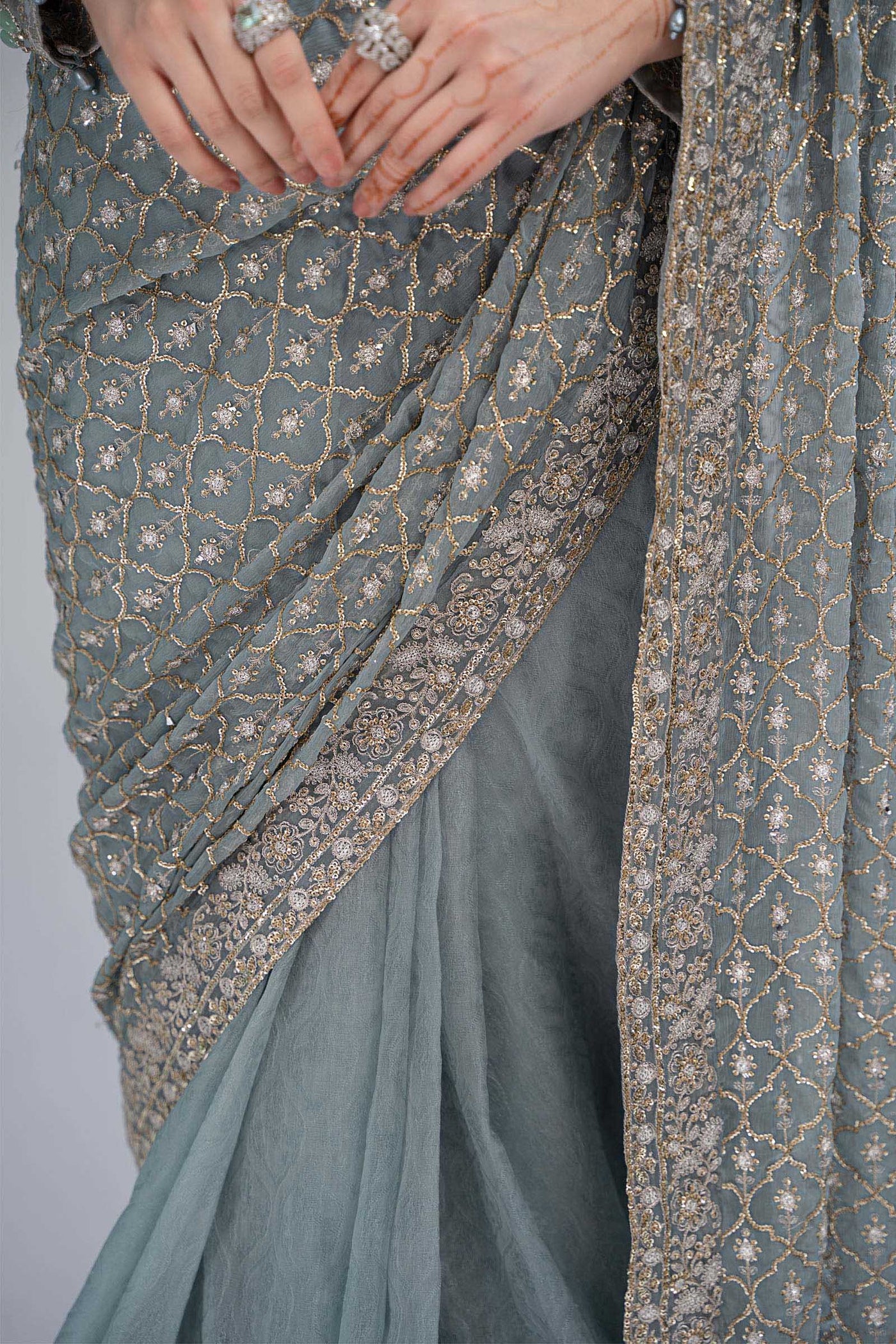 Saree Grey Blue BDS-2602
