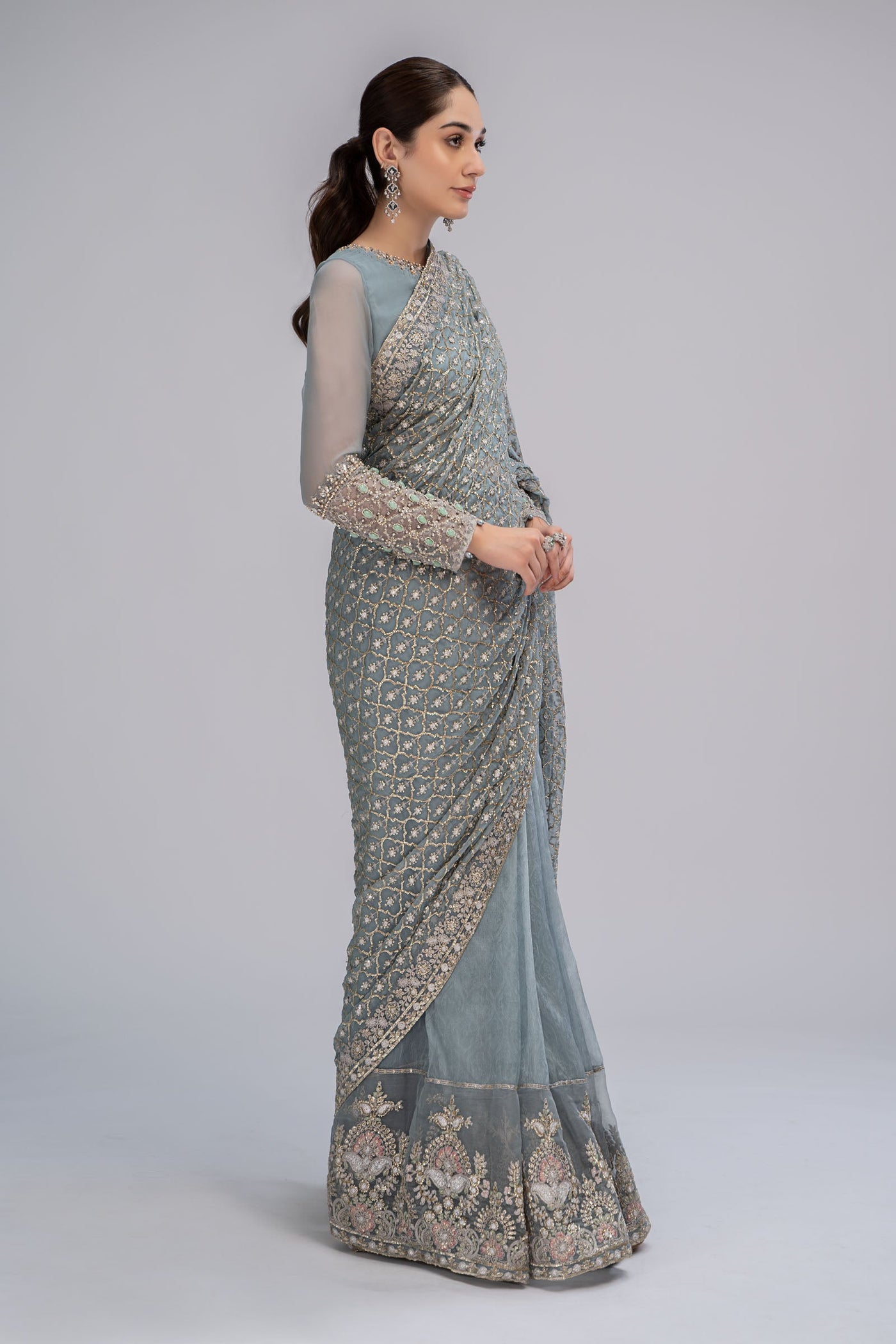 Saree Grey Blue BDS-2602