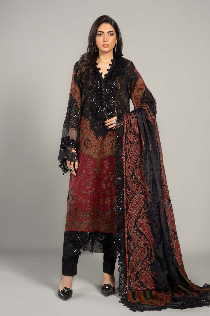 3 Piece Embroidered Woven Suit | DLS-1204 Stitched Linen DLS1204-SML-BLM