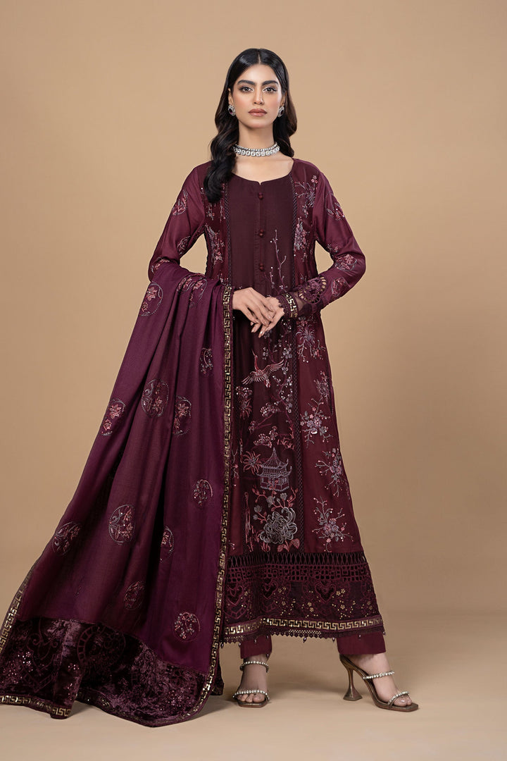Suit Aubergine DLS-1103 Stitched Linen DLS1103-SML-AGE