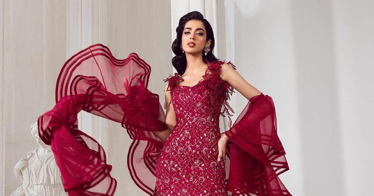Embroidered Poly Net Dupatta | LF-705-D