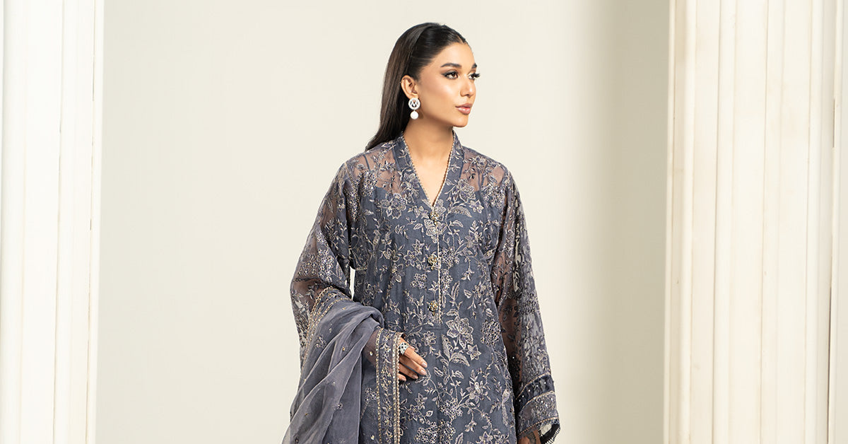 Embroidered Organza Dupatta | LF-711-D