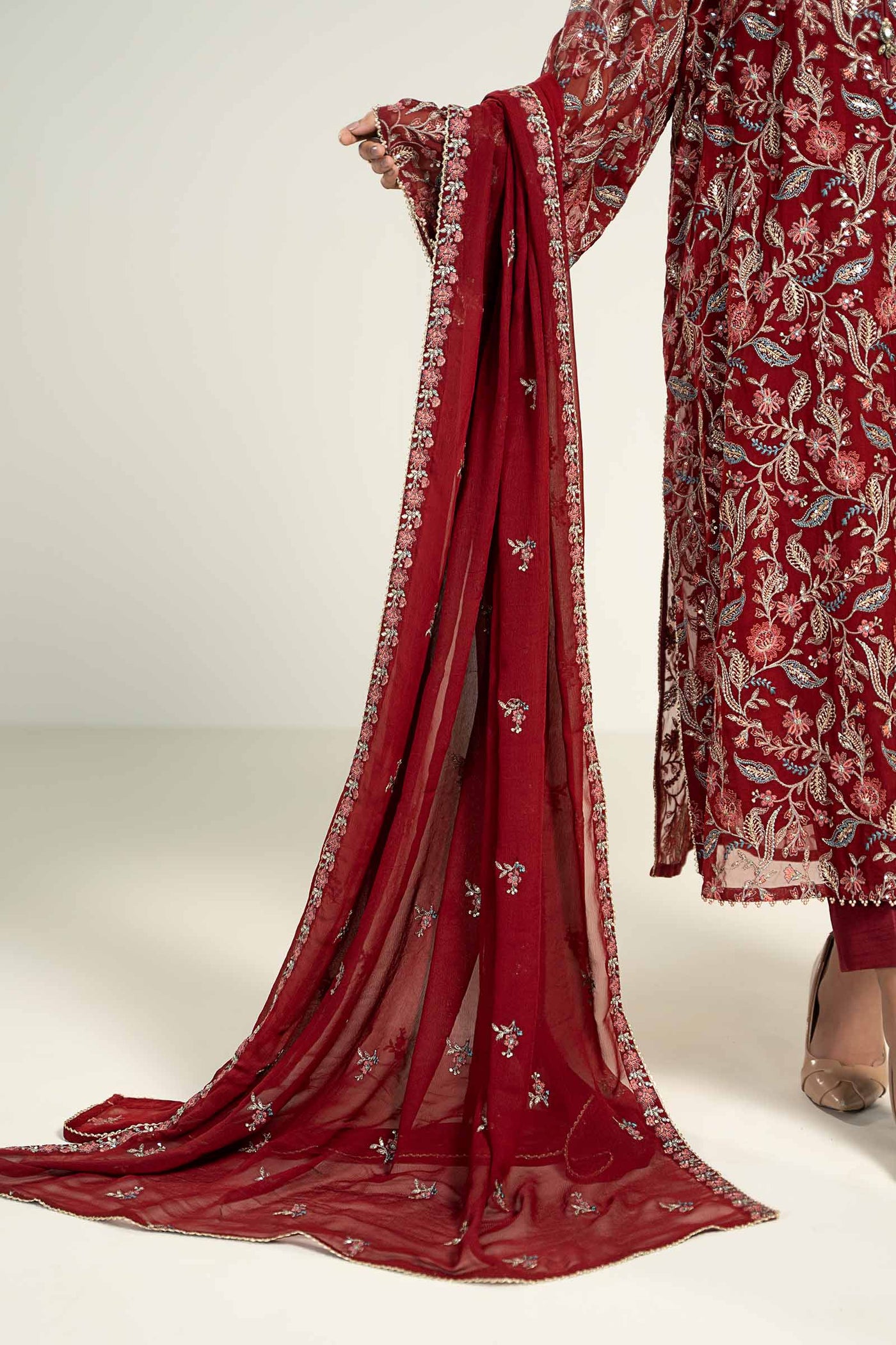 Embroidered Chiffon Dupatta | LF-719-D