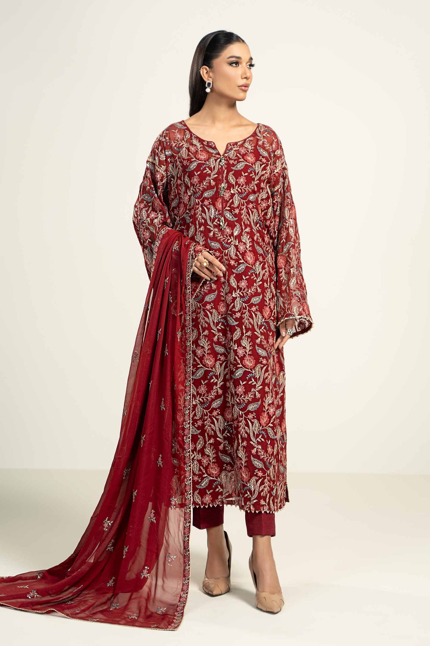 Embroidered Chiffon Dupatta | LF-719-D
