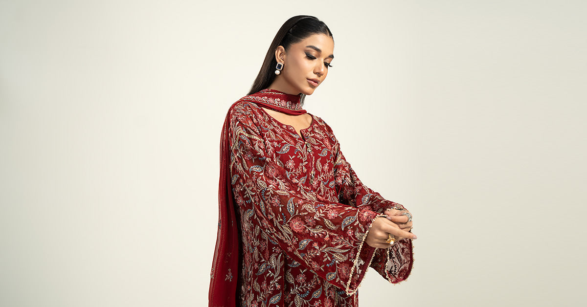 Embroidered Chiffon Dupatta | LF-719-D
