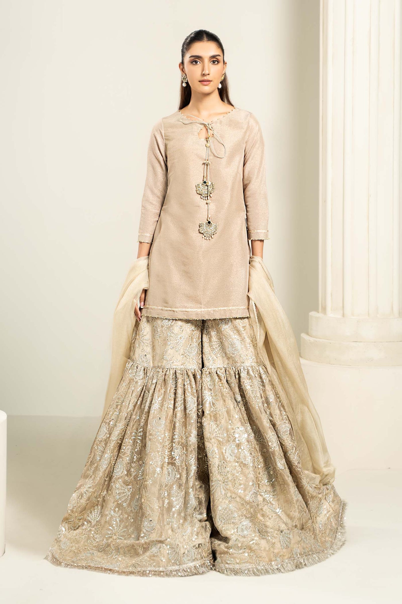 Embroidered Zari Net Dupatta | LF-726-D