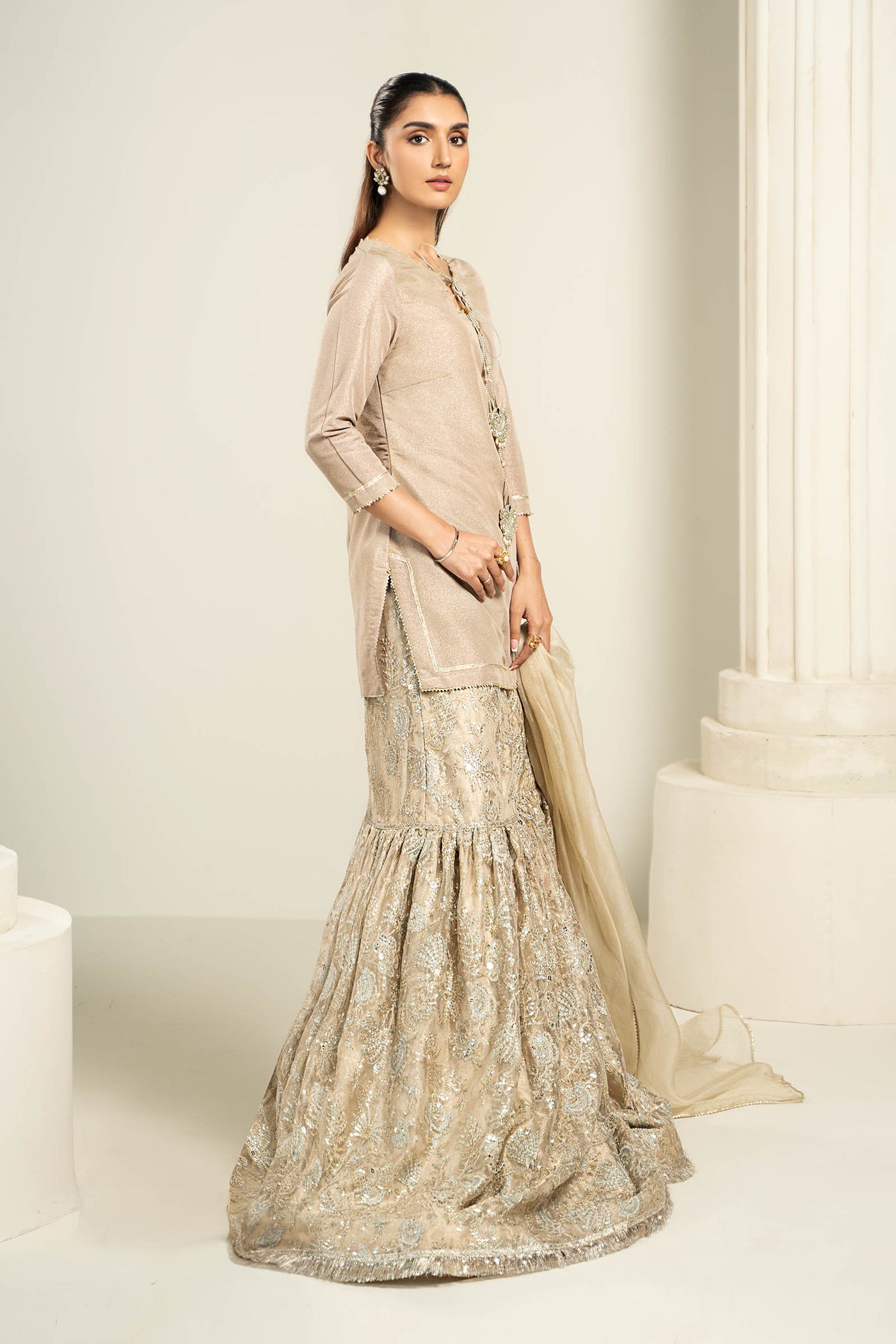 Embroidered Zari Net Dupatta | LF-726-D