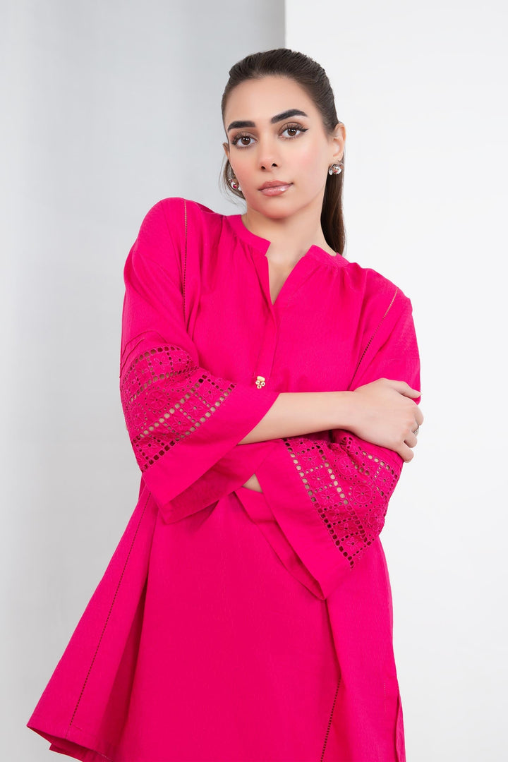 2 Piece Dyed Dobby Lawn Suit | MB-EF24-128 m-basic Top Picks 2024 MB24128-ESM-PNK