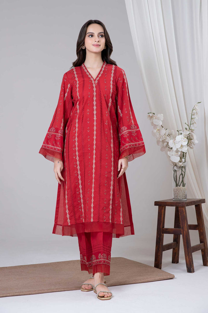 2 Piece Embroidered Lawn Suit | MB-EF24-70 m-basic Top Picks 2024 MBE2470-ESM-RED