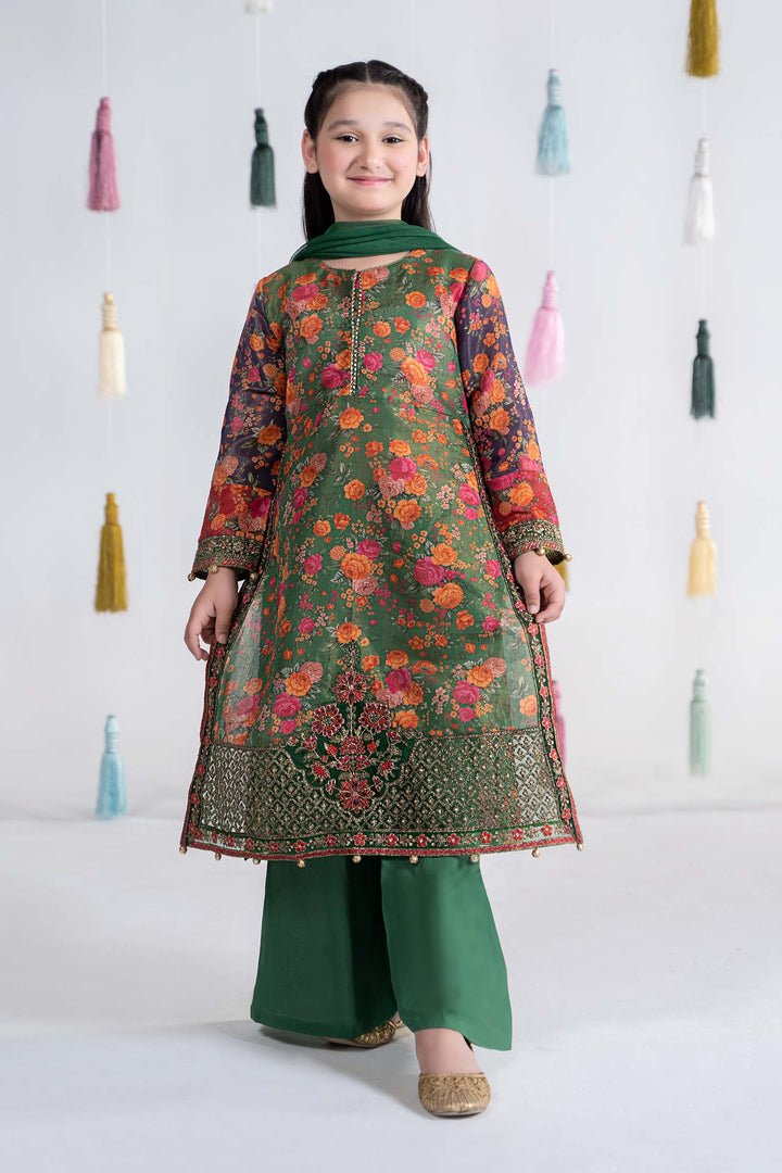 3 Piece Printed Cotton Masoori Suit | MKD-EA24-04 Mommy & Me MDA2404-023-GRN