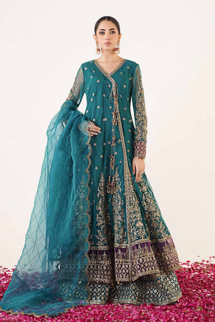 3 Piece Embroidered Net Suit | SF-EA24-03 Mommy & Me SFA2403-ESM-TEL